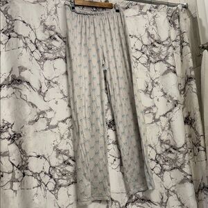 Blue Blush Cream Pajama Pants with Light Blue Bow Print